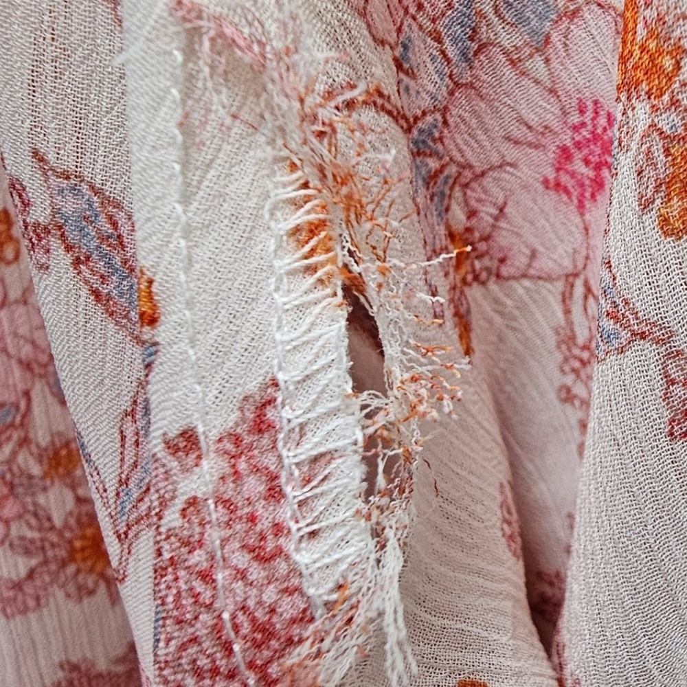 BTFBM Women XL Floral V-Neck Lantern Sleeve Peasant Gypsy Boho Top - Picture 7 of 7